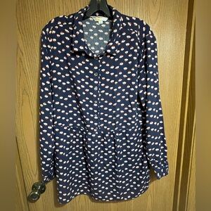 Boden Navy Blue Flower Pattern Button Down Shirt